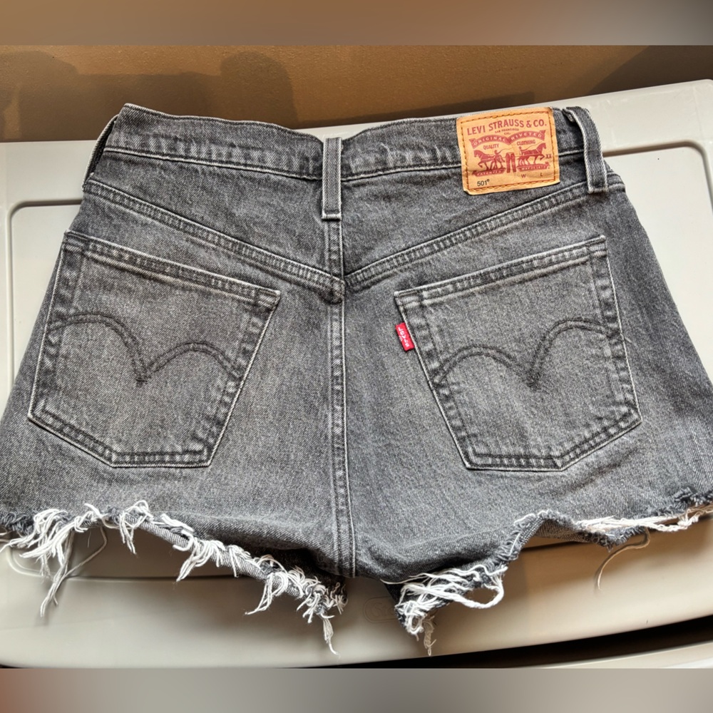 Levi's Black Frayed Denim Cutoff Shorts